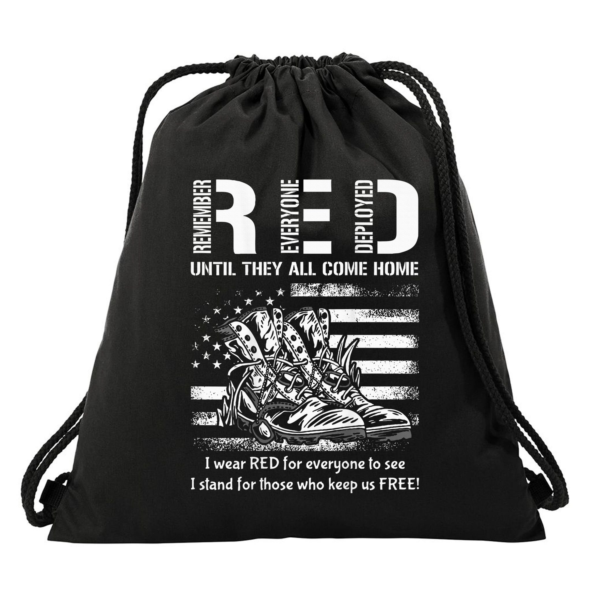 American Flag Red Friday Until They Come Home USA Drawstring Bag