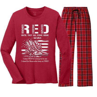 American Flag Red Friday Until They Come Home USA Women's Long Sleeve Flannel Pajama Set 