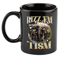 Autism Funny Rizz Em With The Tism Meme Autistic Elephant Cool Gift 11oz C Handle Ceramic Mug
