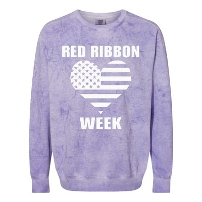 American Flag Red Ribbon Week Awareness Colorblast Crewneck Sweatshirt