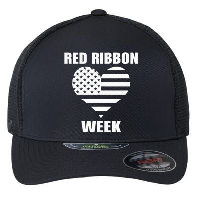 American Flag Red Ribbon Week Awareness Flexfit Unipanel Trucker Cap