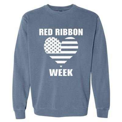 American Flag Red Ribbon Week Awareness Garment-Dyed Sweatshirt