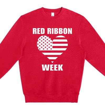 American Flag Red Ribbon Week Awareness Premium Crewneck Sweatshirt