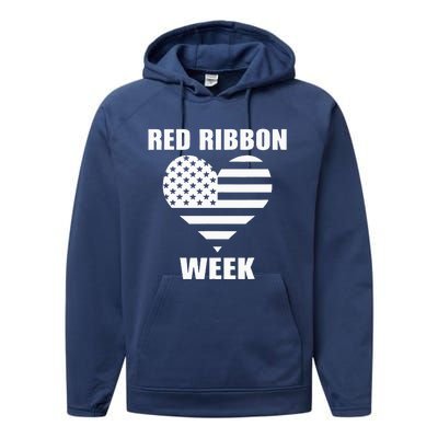 American Flag Red Ribbon Week Awareness Performance Fleece Hoodie