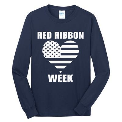 American Flag Red Ribbon Week Awareness Tall Long Sleeve T-Shirt