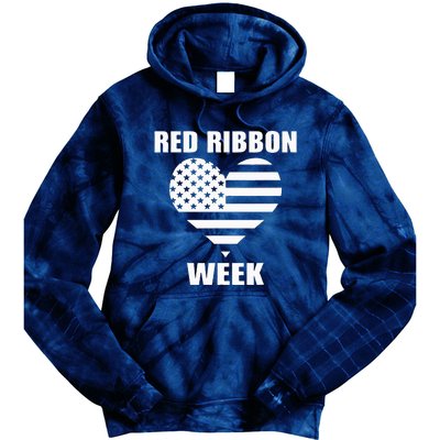 American Flag Red Ribbon Week Awareness Tie Dye Hoodie