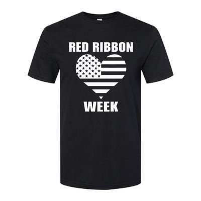 American Flag Red Ribbon Week Awareness Softstyle CVC T-Shirt