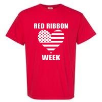 American Flag Red Ribbon Week Awareness Garment-Dyed Heavyweight T-Shirt