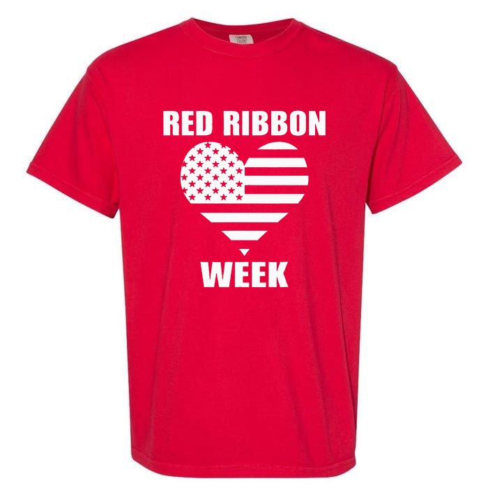 American Flag Red Ribbon Week Awareness Garment-Dyed Heavyweight T-Shirt