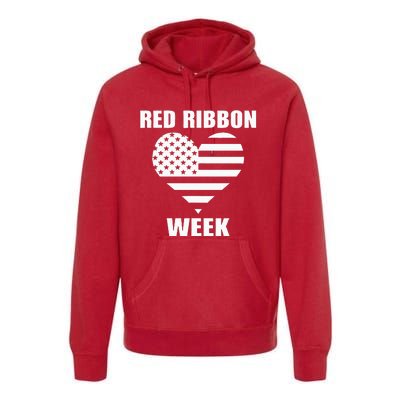 American Flag Red Ribbon Week Awareness Premium Hoodie