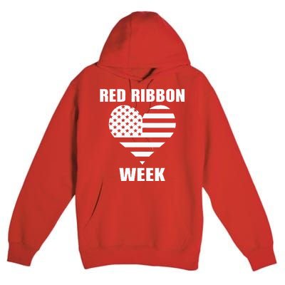 American Flag Red Ribbon Week Awareness Premium Pullover Hoodie