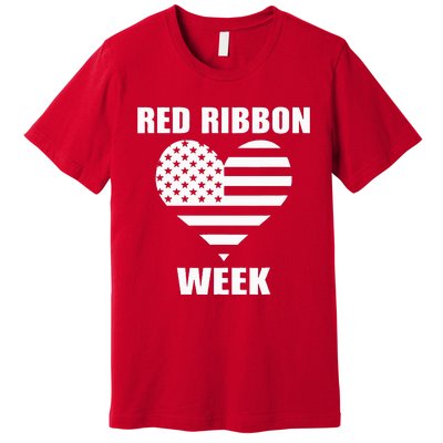 American Flag Red Ribbon Week Awareness Premium T-Shirt