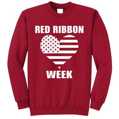 American Flag Red Ribbon Week Awareness Tall Sweatshirt