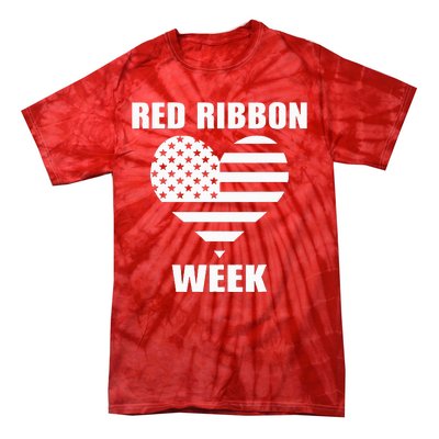 American Flag Red Ribbon Week Awareness Tie-Dye T-Shirt