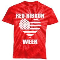 American Flag Red Ribbon Week Awareness Kids Tie-Dye T-Shirt