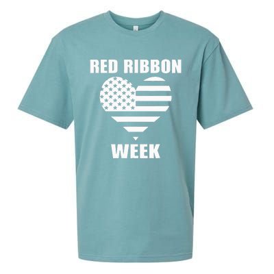 American Flag Red Ribbon Week Awareness Sueded Cloud Jersey T-Shirt