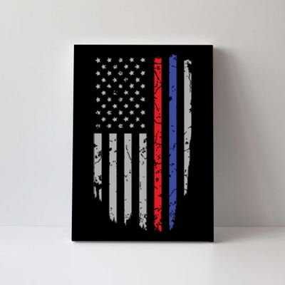 American Flag Red Blue Thin Line Apparel Firefighter Police Canvas