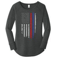 American Flag Red Blue Thin Line Apparel Firefighter Police Women's Perfect Tri Tunic Long Sleeve Shirt