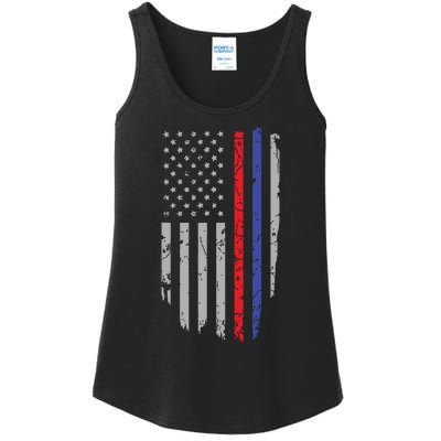 American Flag Red Blue Thin Line Apparel Firefighter Police Ladies Essential Tank