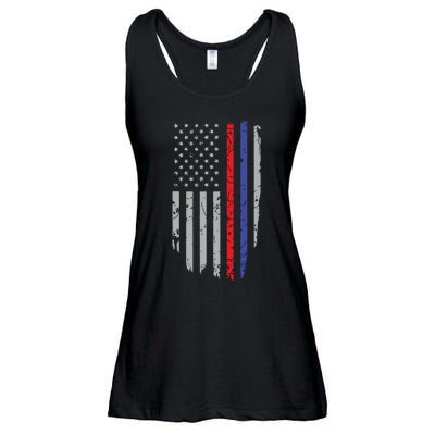 American Flag Red Blue Thin Line Apparel Firefighter Police Ladies Essential Flowy Tank