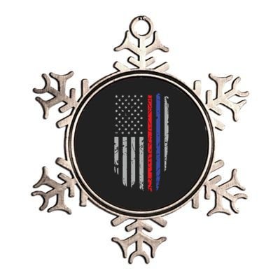 American Flag Red Blue Thin Line Apparel Firefighter Police Metallic Star Ornament