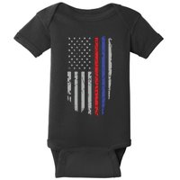 American Flag Red Blue Thin Line Apparel Firefighter Police Baby Bodysuit