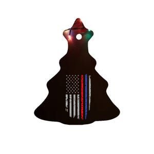 American Flag Red Blue Thin Line Apparel Firefighter Police Ceramic Tree Ornament