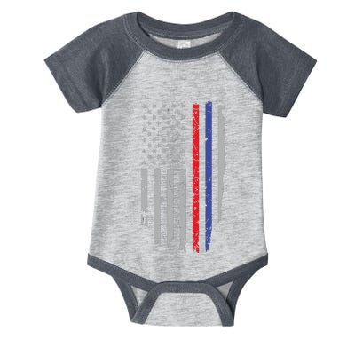 American Flag Red Blue Thin Line Apparel Firefighter Police Infant Baby Jersey Bodysuit