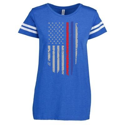 American Flag Red Blue Thin Line Apparel Firefighter Police Enza Ladies Jersey Football T-Shirt