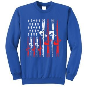 American Flag Retro Fishing Rod Lover Dad Papa Fisher Funny Gift Sweatshirt