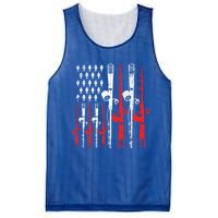 American Flag Retro Fishing Rod Lover Dad Papa Fisher Funny Gift Mesh Reversible Basketball Jersey Tank