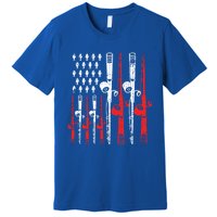 American Flag Retro Fishing Rod Lover Dad Papa Fisher Funny Gift Premium T-Shirt