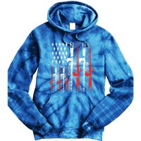 American Flag Retro Fishing Rod Lover Dad Papa Fisher Funny Gift Tie Dye Hoodie