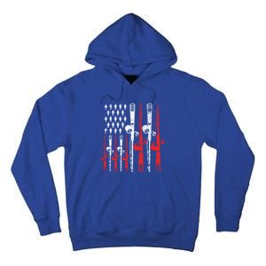 American Flag Retro Fishing Rod Lover Dad Papa Fisher Funny Gift Tall Hoodie