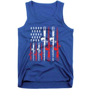 American Flag Retro Fishing Rod Lover Dad Papa Fisher Funny Gift Tank Top