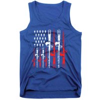 American Flag Retro Fishing Rod Lover Dad Papa Fisher Funny Gift Tank Top