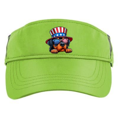 American Flag Rottweiler Dog Lover Funny 4th Of July Dog Gift Adult Drive Performance Visor