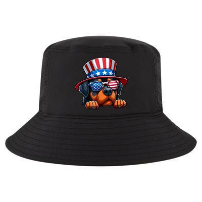 American Flag Rottweiler Dog Lover Funny 4th Of July Dog Gift Cool Comfort Performance Bucket Hat