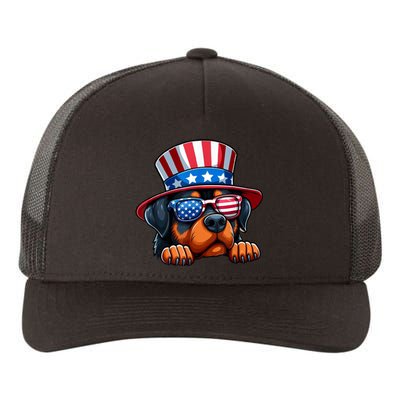 American Flag Rottweiler Dog Lover Funny 4th Of July Dog Gift Yupoong Adult 5-Panel Trucker Hat