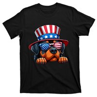 American Flag Rottweiler Dog Lover Funny 4th Of July Dog Gift T-Shirt