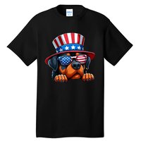 American Flag Rottweiler Dog Lover Funny 4th Of July Dog Gift Tall T-Shirt