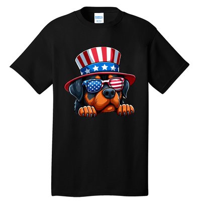 American Flag Rottweiler Dog Lover Funny 4th Of July Dog Gift Tall T-Shirt