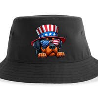 American Flag Rottweiler Dog Lover Funny 4th Of July Dog Gift Sustainable Bucket Hat