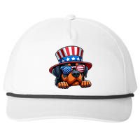 American Flag Rottweiler Dog Lover Funny 4th Of July Dog Gift Snapback Five-Panel Rope Hat