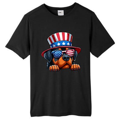 American Flag Rottweiler Dog Lover Funny 4th Of July Dog Gift Tall Fusion ChromaSoft Performance T-Shirt