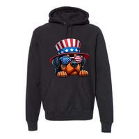 American Flag Rottweiler Dog Lover Funny 4th Of July Dog Gift Premium Hoodie