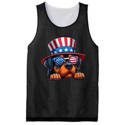 American Flag Rottweiler Dog Lover Funny 4th Of July Dog Gift Mesh Reversible Basketball Jersey Tank