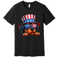 American Flag Rottweiler Dog Lover Funny 4th Of July Dog Gift Premium T-Shirt