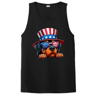 American Flag Rottweiler Dog Lover Funny 4th Of July Dog Gift PosiCharge Competitor Tank