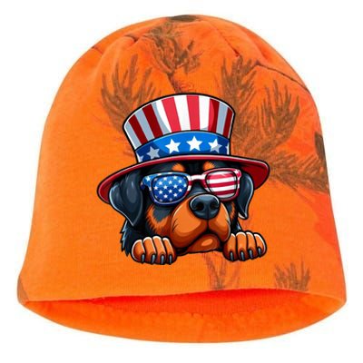 American Flag Rottweiler Dog Lover Funny 4th Of July Dog Gift Kati - Camo Knit Beanie